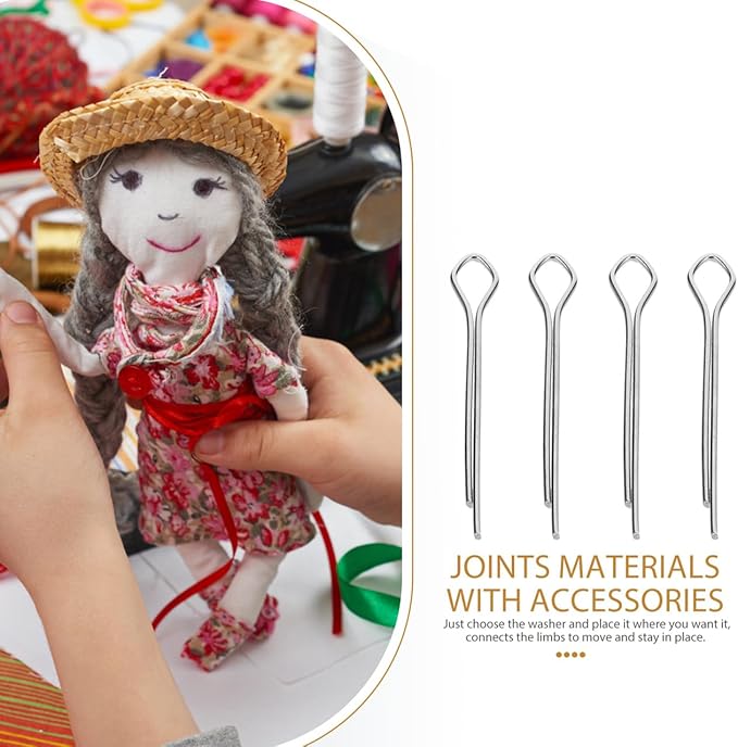 OSALADI DIY Doll Joints Accessories Kit with 10 Pins and 20 Washers for Doll Making Repair Limb Joints Crafting Materials