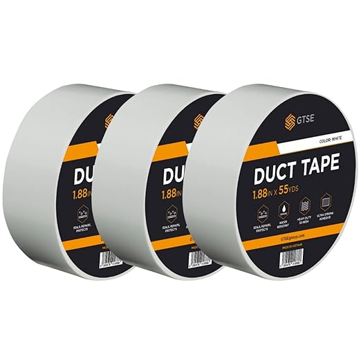 GTSE White Duct Tape, 2 Inches x 55 Yards (164 ft), Heavy Duty, Waterproof Repair Tape for Indoor or Outdoor Use, 3 Rolls