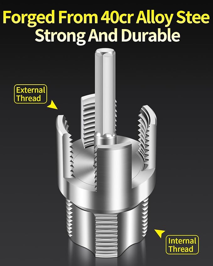 Internal & External Pipe Threading Tool, PVC Pipe Threader, Pipe Threading Tool, 1/2'' 3/4'' Dies Electric Drill Compatible for Home Repair (2PCS) (3/4（DN20))