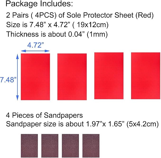 Unikstep 4 Pieces Shoe Sole Protectors, Shoe Bottom and Heel Anti Slip Grip Pads, Self Adhesive Non Skid Noise Reduction Sticker Cushion (Red)