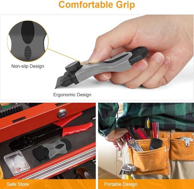 Ainiv Razor Blade Scraper, 2-in-1 Scraper Tool with 10PCS Metal Blades and 10PCS Plastic Blades, Multi-funtional Cleaning Razor Scraper for Stickers, Labels, Caulk, Adhesive, Paint Removal (2 Pack)