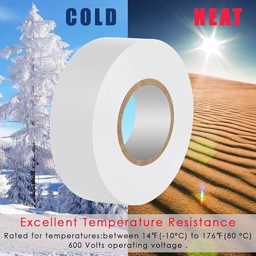 LYLTECH White Vinyl Electrical Tape 8 Rolls 7mil 3/4in x 30ft | Waterproof, strong adhesive, durable & easy wrap, high temperature resistant vinyl tape for home electrical wiring insulation
