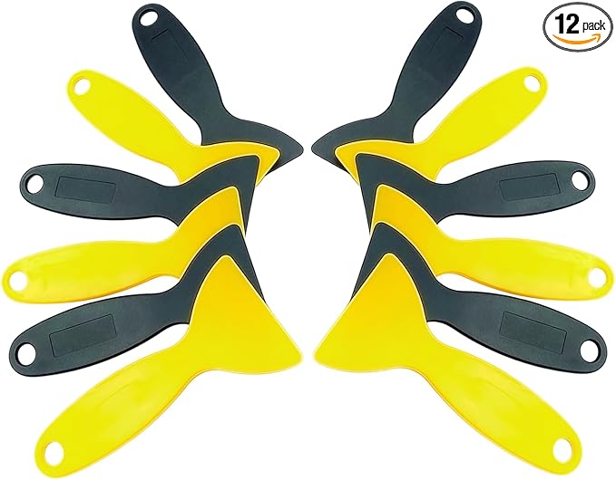 12 Piece Plastic Spatula Scraper Kit Flexible Putty Paint Grout Decal Removal Tools