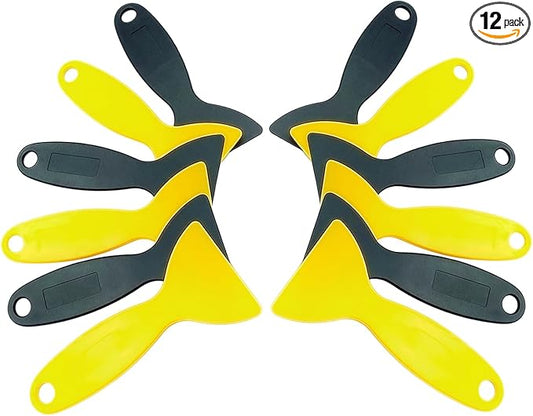 12 Piece Plastic Spatula Scraper Kit Flexible Putty Paint Grout Decal Removal Tools
