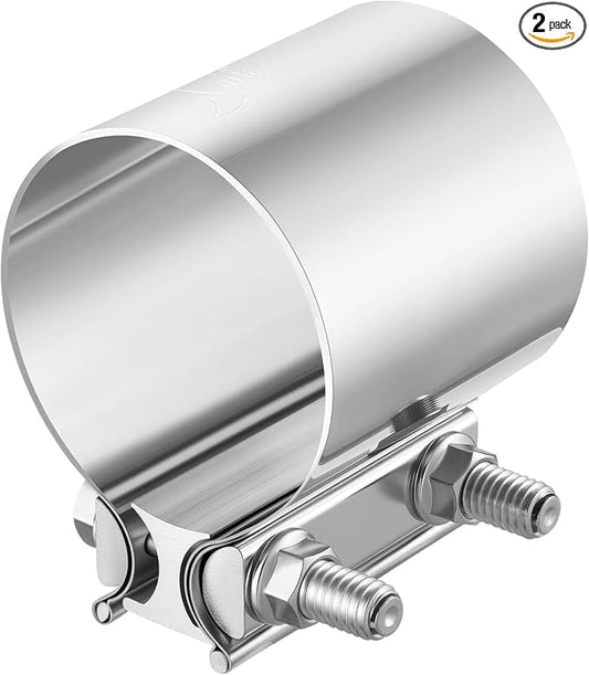 EVIL ENERGY 3.0 Inch Exhaust Clamp, Butt Joint Band Clamp Sleeve Coupler Stainless Steel for Pipes, Mufflers, Catalytic Converters 2Pcs
