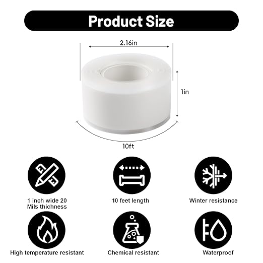 4-Pack White Self Fusing Silicone Tape (40 Ft Total) - Waterproof Plumbing Repair Tape for Leaking Pipes & PVC - Marine Grade Rubber Sealant for Boat Rigging - Residue-Free & Easy-Peel Liner