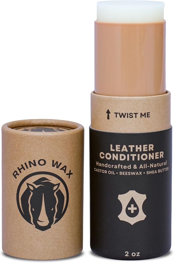 Rhino Wax - Leather Conditioner (2oz) - Trusted Conditioners for Boots, Furniture, Shoes, Purses - Easy Use Applicator - Hydrates, Rejuvenates, Protects - Natural Ingredients - USA Made