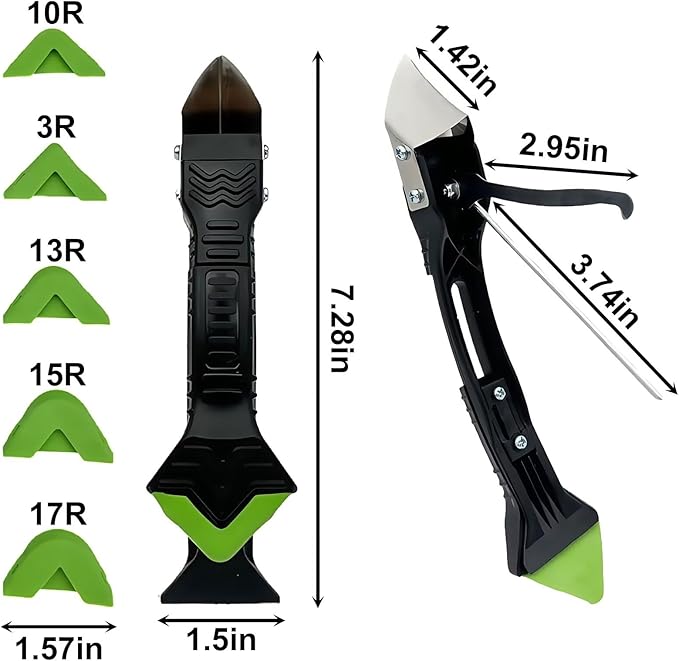 5 in 1 Silicone Caulking Tool Kit, Caulking Grout Removal Sealant Finishing Tool with Grout Scraper, Adhesive Residue Scraper Seam Repair Toolkit for Bathroom Kitchen