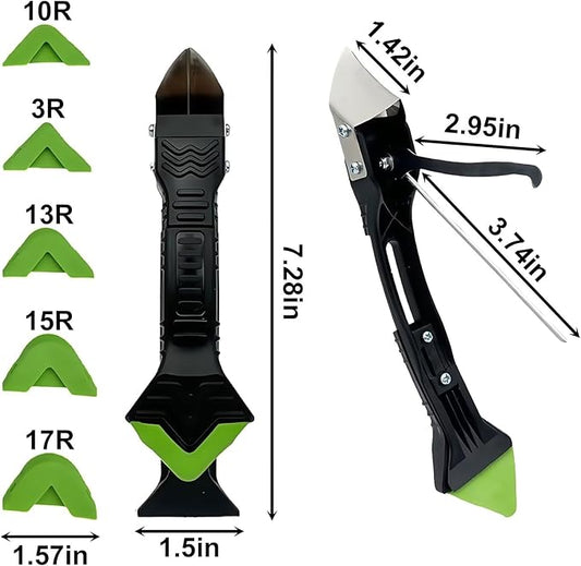 5 in 1 Silicone Caulking Tool Kit, Caulking Grout Removal Sealant Finishing Tool with Grout Scraper, Adhesive Residue Scraper Seam Repair Toolkit for Bathroom Kitchen
