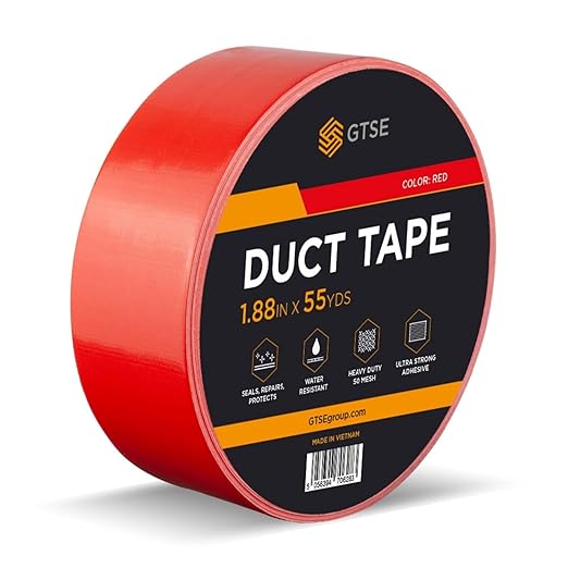 GTSE Red Duct Tape, 2 Inches x 55 Yards (164 ft), Heavy Duty, Waterproof Repair Tape for Indoor or Outdoor Use, 1 Roll