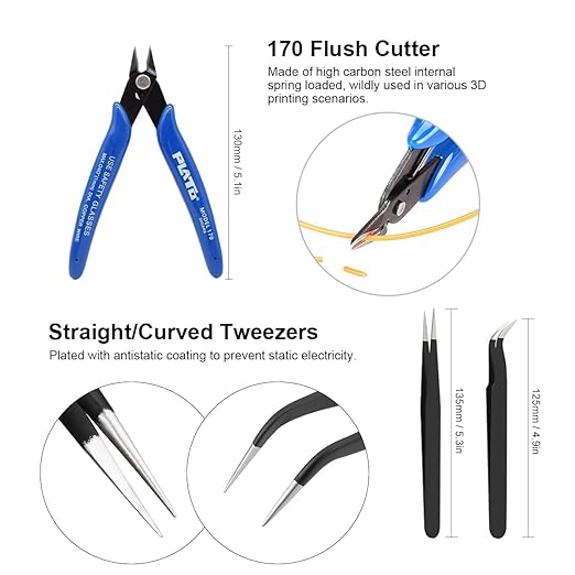 Resin 3D Printer Accessories Kit, Including Cleaning Silicone pad and Stainless Steel Funnel, Maintenance Tool Knife, Tweezers, Funnel, Scissors, Trimming Knife, 3D Printer Tool kit (Resin Tools Kit)