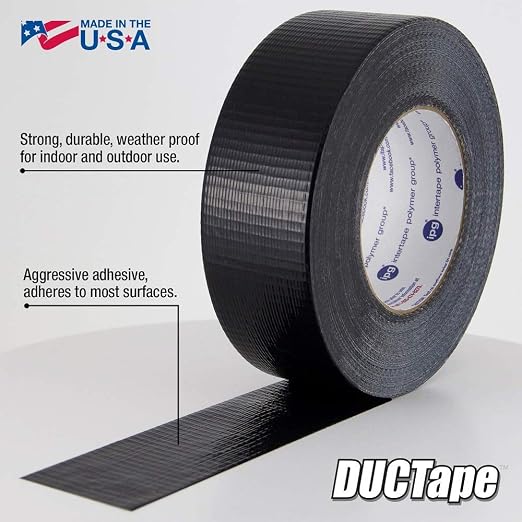 IPG JobSite DUCTape, Colored Duct Tape, 1.88" x 20 yd, Black (Single Roll)