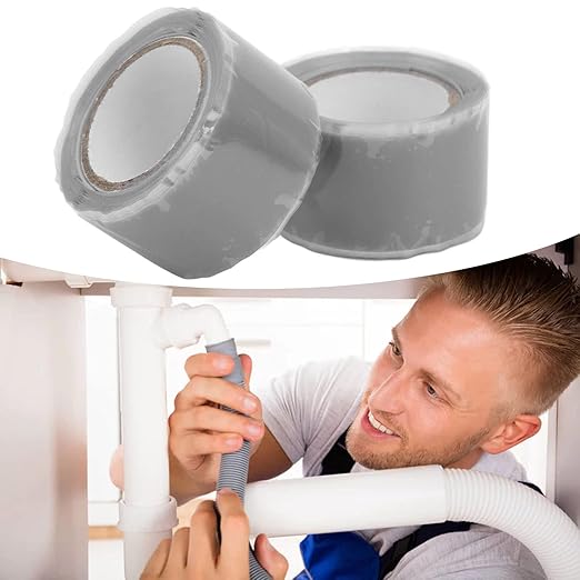 Self Fusing Silicone Tape High Temperature Adhesive Tape for Plumbing Repairs Hose Leak Fixing 2 Rolls 1.5m x 2.5cm (Gray)