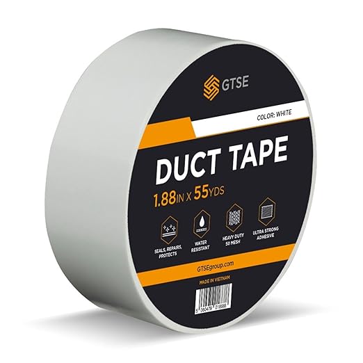 GTSE White Duct Tape, 2 Inches x 55 Yards (164 ft), Heavy Duty, Waterproof Repair Tape for Indoor or Outdoor Use, 1 Roll