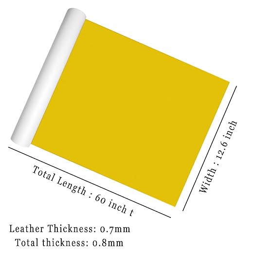 Leather Repair Patch for Furniture 12.6 x 60 Inch Yellow Waterproof Durable Self-Adhesive Leather Tape for Couch, Sofa, Car Seat, Vinyl Chairs, Leather Articles, Fabric Fix