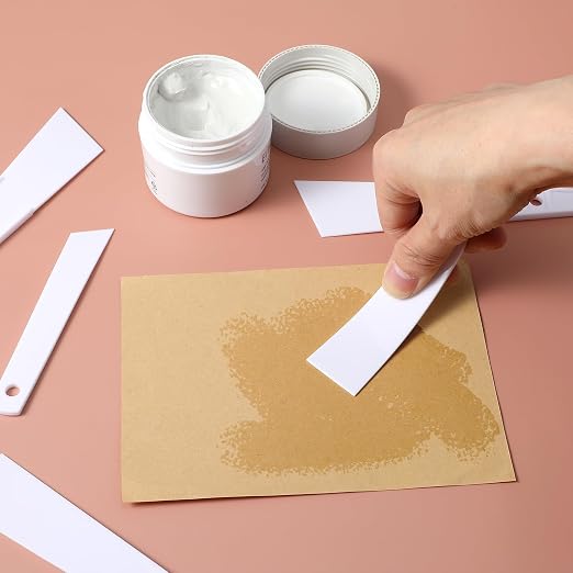 6 PCS Glue Applicator, Leather Scraping Spreader 3 Sizes White Smear Sticks Plastic Glue Applicator Scraper Sticks Applicators Tool for Leatherwork Woodwork Handmade DIY Art Crafts Projects Making