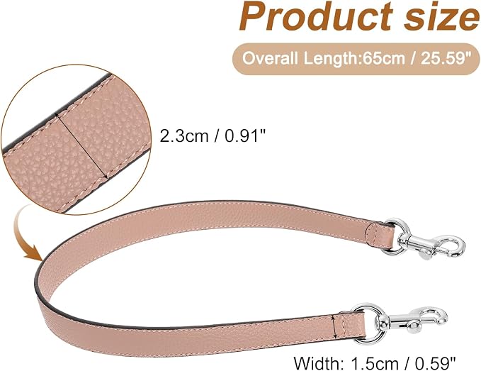 uxcell 25.59 Inch PU Leather Short Bag Strap with Clasp, Purse Handles Handbags Replacement Straps for Clutch Bag Underarm Bags, Pink, Silver Buckle