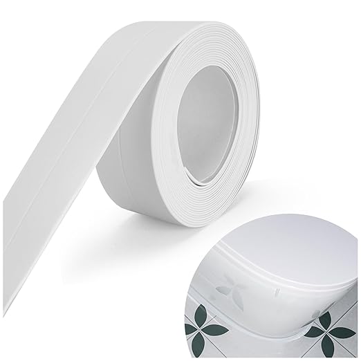 Caulk Tape, Caulking Tape, SOFYIALI Toilet Sealer Around Toilet Base Self Adhesive Sealant Strip for Bathroom, Toilet, Kitchen Countertop, White (3.8cm x 10.5Ft)