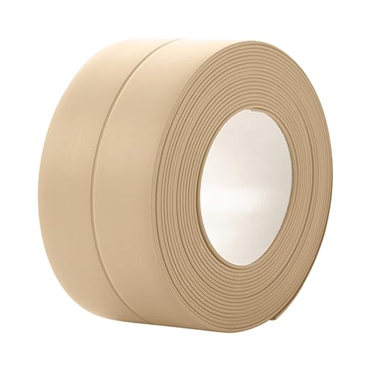 3 Rolls Caulk Tape Self Adhesive Caulk Strip Waterproof,Beige Caulking Sealant Trim for Bathroom, Caulk Sealing Strip for Toilet Sink Edge Protector with Sealing Tool (10.5Ft x 1.5In)