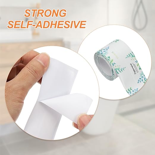 PATIKIL Caulk Tape Waterproof Self Adhesive, PVC Toilet Caulking Sealant Strip Bathtub Caulk Sealing Strip Tape for Bathroom Kitchen Countertop, Palm Leaves (1.5 Inch x 5 Ft)