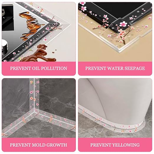 2 Rolls Corner Caulk Strip, Clear PVC Waterproof Sealing Tape for Kitchen Sink Corner Bathroom Bathtub Toilet Edge