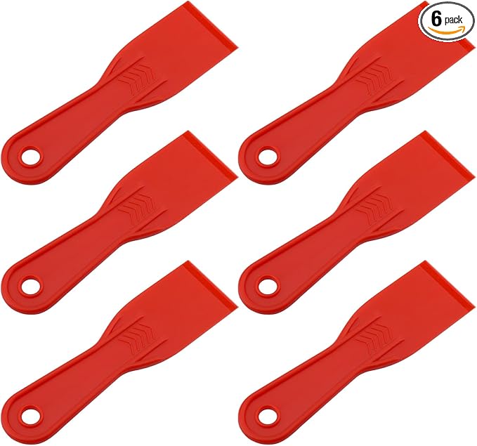 6 PCS Plastic Putty Knife, 2 Inch Black Flexible Putty Knife Scraper, Used for Repairing Walls, Pasting Plaster, Scraping Putty Plastic Putty Knife Scraper (Red)
