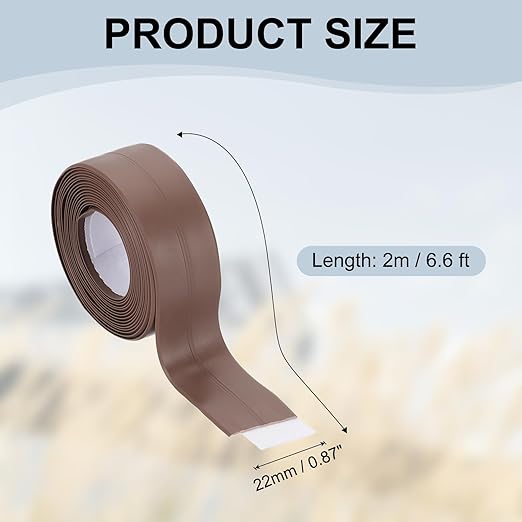 PATIKIL 1" x 6.6 ft Caulk Tape, Caulk Strips PVC Self Adhesive Caulking Tape Waterproof Edge Protectors for Bathroom Accessories Kitchen Countertop, Brown