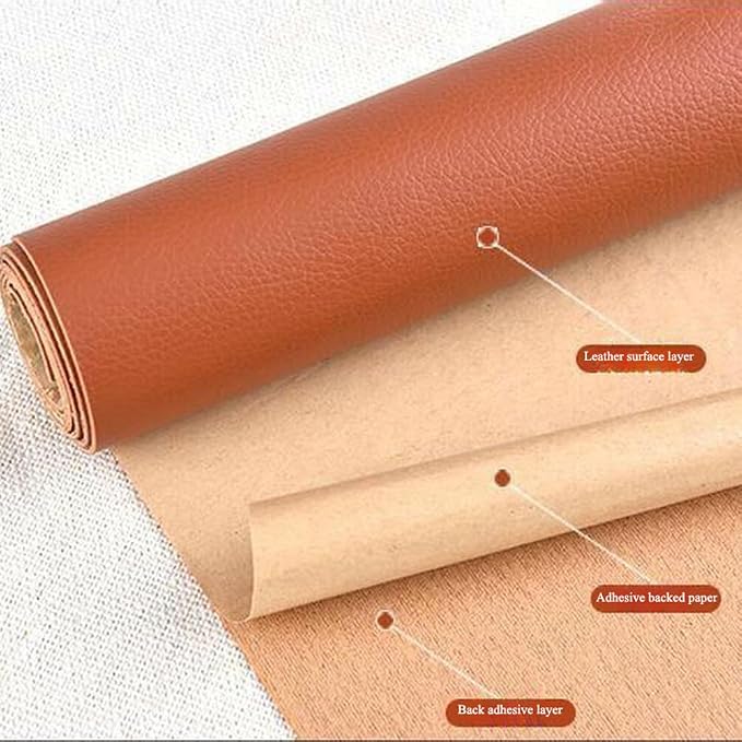 Leather Repair Patch Tape Kit,Self Adhesive Leather Repair Kit for Furniture,Vinyl Repair Kit for Couch,Sofa,Car Seats,Office Chair Luggage (Red,19.69"×53.94")
