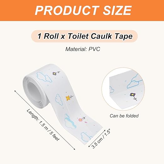 PATIKIL Caulk Tape Waterproof Self Adhesive, PVC Toilet Caulking Sealant Strip Bathtub Caulk Sealing Strip Tape for Bathroom Kitchen Countertop, Spring Flowers (1.5 Inch x 5 Ft)