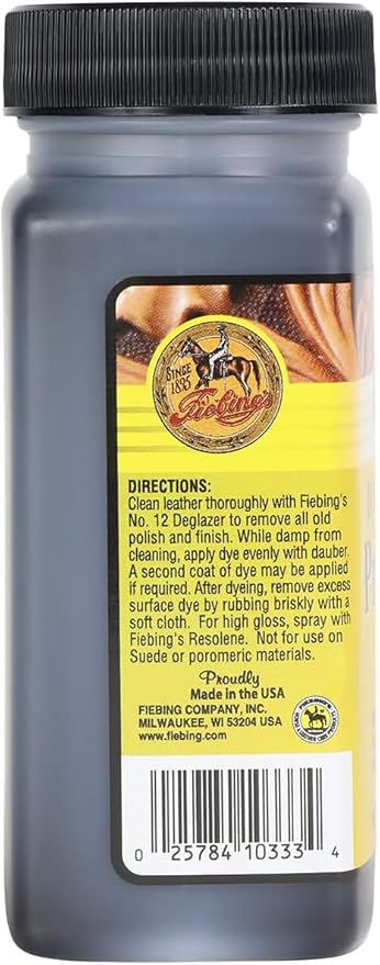 Fiebing's Pro Dye Leather Dye (4 Fl Oz) - Alcohol-Based, Penetrating, Permanent Dye for Shoes, Belts, Furniture - Vivid Color, Superior Color Fastness