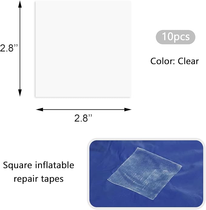 Medsuo 10pcs TPU Pool Patch Repair Kit Waterproof Inflatable Patch Repair for Air Mattress, Bounce House, Tent, Canvas, Canopy, Swimming Pool, Pool Float, Tub Air Bed and Inflatable Toys - Clear