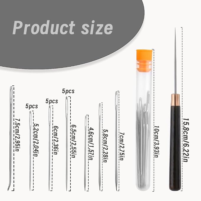 TLKKUE Strong Upholstery Repair Waxed Thread Kit, 273 Yards Upholstery Thread Sewing Needle Straight Awl, Heavy Duty Wax String Sewing Kit for Leather, Shoe Canvas Carpet Stitching Crafting (White)