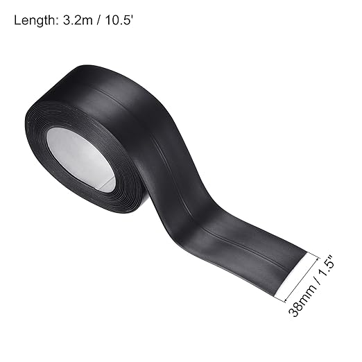 uxcell Waterproof Seal Caulk Strip Tape Self Adhesive 1.5" W x 10.5'L PVC Sealing Tape for Kitchen Bathroom Black