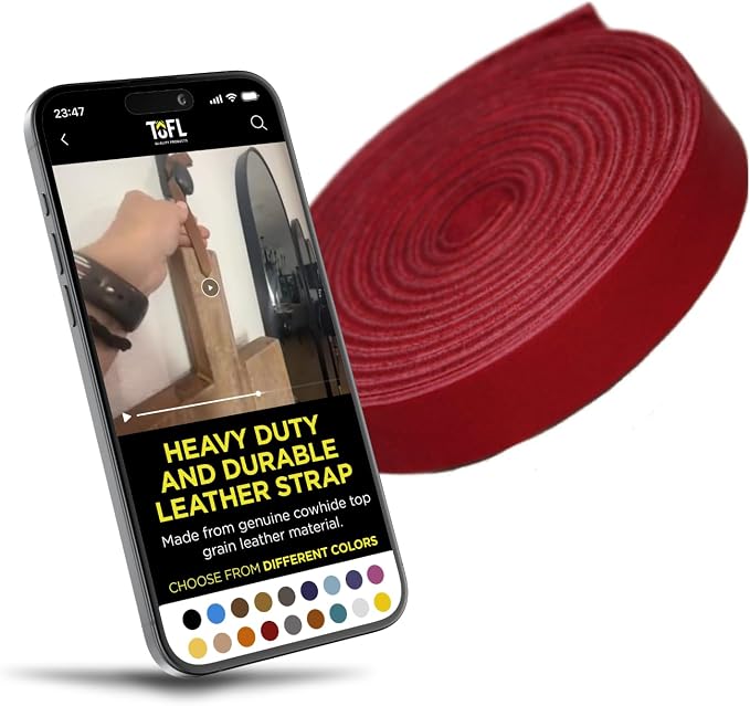 Leather Strap for Crafts & Jewelry | 72 Long × 5/8" Wide × 1/16" Thick (4-5oz) | Genuine Leather Strips for Crafts, Projects or Repairs - Red | 3-Pack