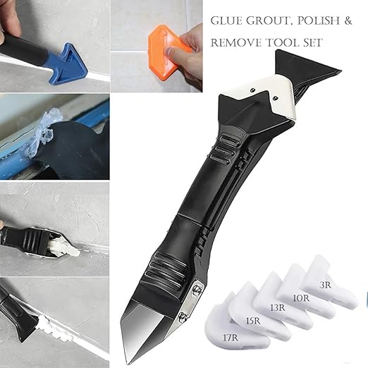 Caulk Remover Tool-3 in 1, Caulking Tool Kit, Grout Removal Tool, Pack-of-12Pcs Caulk Removal Tool for Kitchen Countertop, Bathroom Floor, Window, Sink Joint, Frames Seal
