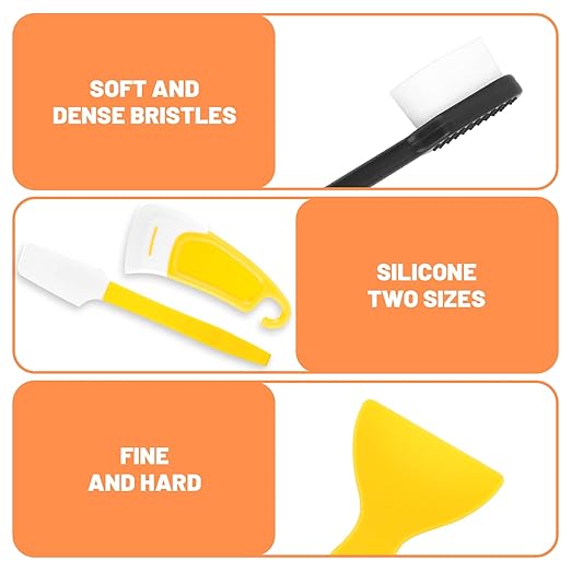 7Pcs UV Resin 3D Printer Must-Have Tool, Silicone Spatula, Scraper, Brush for Resin Transfer Cleaning and Protect Release FEP Film Vat Tank, 3D Printer Accessories