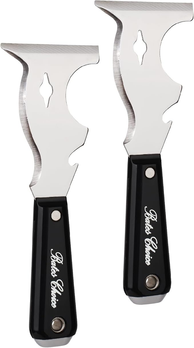 Bates- Paint Scraper, 10 in 1, 2 pcs, Metal Hammer End, Paint Scrapers for Wood, Putty Knife, Metal Scraper, Spackle Knife