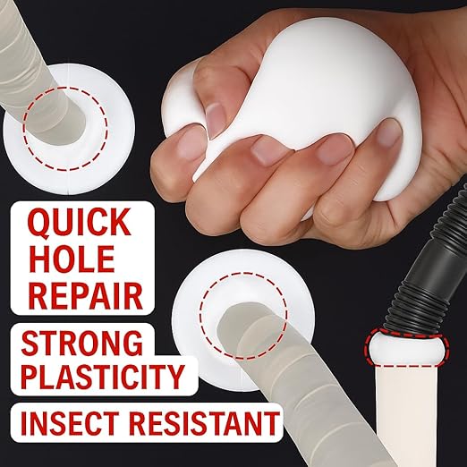 15 Packs, Each 30g -Waterproof Duct Seal Putty, White Sealing Clay for Quick Repairs, Drain Connections, Wall Holes, AC Pipe Holes, Gap & Crack Sealing,Includes Bonus Cleaning Towel