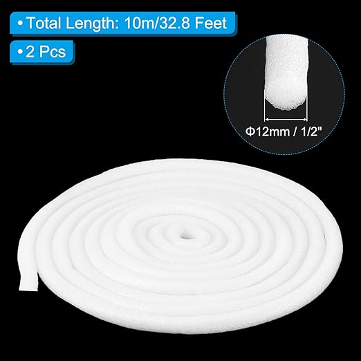 PATIKIL 1/2 Inch x 32.8 Feet Backer Rod for Gaps and Joints, 2 Pack Foam Rope Caulk Crack Joint Filler Roll Seal Weather Strip for Home Construction Car