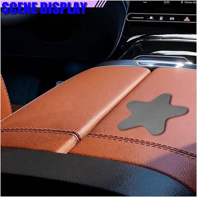 4PCS Stars-Shaped Car PVC Leather Repair Patch Tape, Self-Adhesive Car Seat Tear Repair Kit, Wear-Resistant Auto Interior Decoration Sticker Accessories for Furniture, Upholstery (Gray)