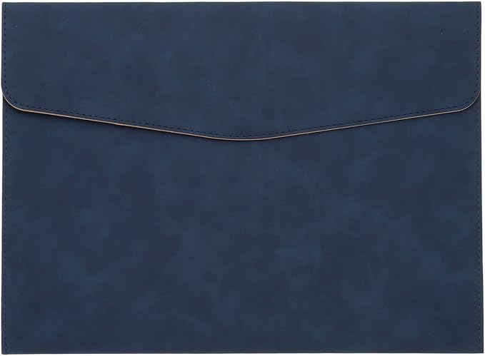 PATIKIL PU Leather A4 File Folder, Document Holder Filing Organizer Portfolio Envelope Folder Case with Snap Closure for Letter Receipt, Blue