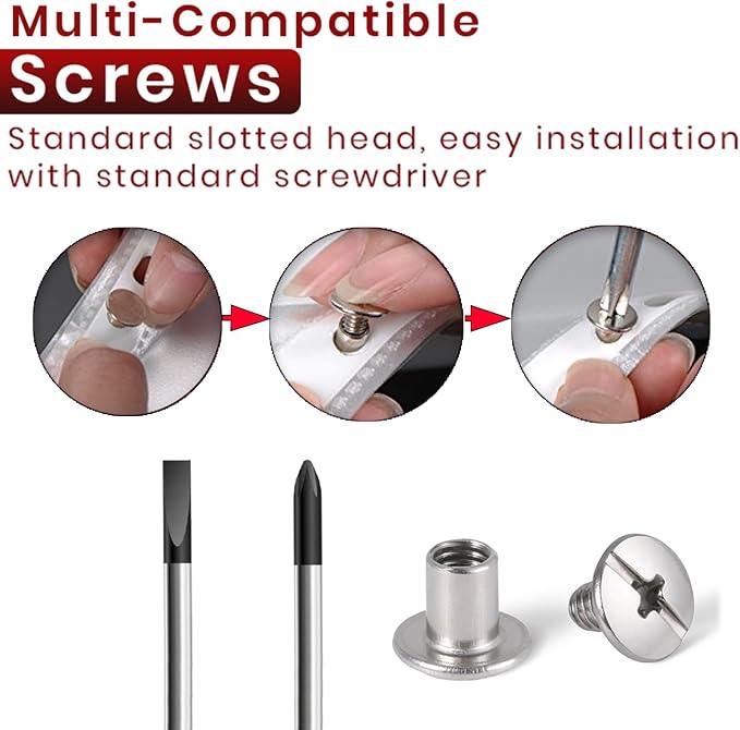 90 Sets 304 Stainless Steel Chicago Screws Leather Assorted Kit, 7 Sizes of Screw Rivets for Crafts, Clothing, Shoes, Belts, Bags and Projects (M5 X 4, 5, 6, 7, 8, 10, 12)