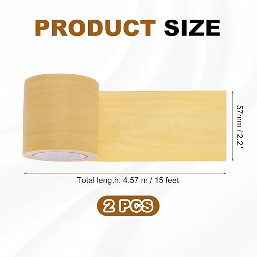 uxcell 2 Pcs Wood Grain Repair Tape, 2.2" x 15ft Self Adhesive Wood Grain Colored Duct Tape Waterproof Repair Patch for Furniture Floor Scratch Fix, Baseboards, DIY Decor, Maple Yellow