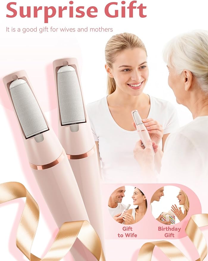 Callus Remover, Upgraded 3rd Electric Callus Removers for Feet, Foot File Callus Remover Pedicure Tools with 2 Speeds, for Dry/Calluses/Cracked/Hard Skin - Soft Smooth Skin (Pink)