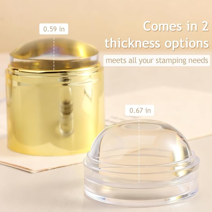 Jelly Silicone Nail Art Stamper, 2-in-1 Detachable Nail Stamping Tool with Scraper for Gel Polish & French Tips, Manicure Salon Supplies, Sello de Silicona para Uñas (2-in-1 Gold)
