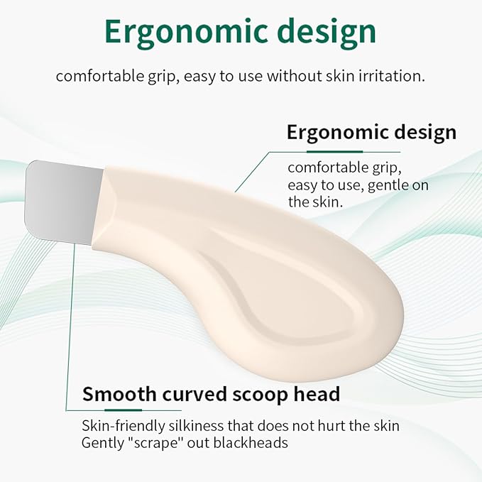 Blackhead Remover Tool, Stainless Steel Face Scraper, Manual Skin Scrubber Face Spatula with Silicone Cover for Nose, Chin and T-Zone, Skin Care Tool for Men and Women(Beige