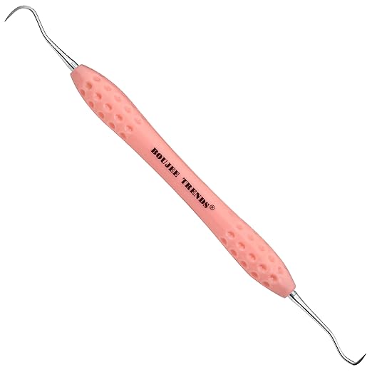Professional Dental Tools Tartar Scraper for Dentist, Personal Use and Pets Plaque Remover for Teeth, Premium Oral Care Double Ended Dental Scaler | U5/33 Stainless Steel (Pink, Silicone Handle)