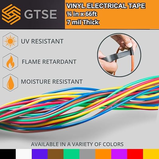 GTSE Blue Electrical Tape, 240 Rolls Bulk Box – Waterproof, Industrial Grade Vinyl, 3/4 in x 66ft– Strong Self-Adhesive PVC Electric Tape for Wire Insulation, 7 Mil, 600V – UL/CSA Listed