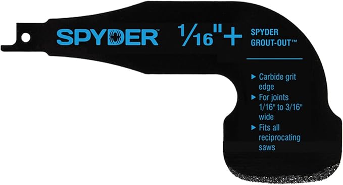 Spyder Grout Remover Tool, Accessory for Reciprocating Saws, for Grout Joints 1/16-3/16" (100263)