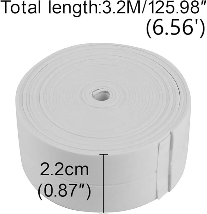 Caulk Strip Tape, Waterproof Dustproof PVC Self Adhesive Caulking Sealing Tape for Kitchen Sink Toilet Bathroom Shower Bathtub Wall(0.86" x11',White)